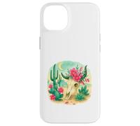 Boho Western Floral Cow Skull Desert Cactus Watercolor Coque pour iPhone 14 Plus