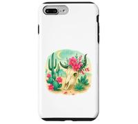Boho Western Floral Cow Skull Desert Cactus Watercolor Coque pour iPhone 7 Plus/8 Plus