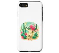 Boho Western Floral Cow Skull Desert Cactus Watercolor Coque pour iPhone SE (2020) / 7/8