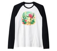 Boho Western Floral Cow Skull Desert Cactus Watercolor Manche Raglan