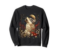 Boho Wolf hurlant à la lune floral mystique graphique femme Sweatshirt