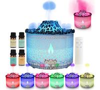 BOHOFAM Diffuseur d'huile essentielle 360 ml, volcan et flamme, 2 modes, diffuseurs pour la maison avec 7 lumières colorées, 4 diffuseurs d'huiles pour