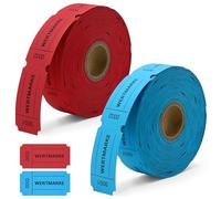 Bohoray 1000 Feuilles Ticket Tombola Numéroté, Ticket Tombola, Ticket Tombola Mariage 50x50mm, Déchirable Ticket Repas pour Bars, Commerces, Carnaval, Mariages, Fêtes (Rouge, Bleu)