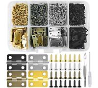 Bohoray 120pcs Petite Charniere Coins Arrondis, 16 * 13 mm Mini Charnieres Rétro avec 480 Vis, Charnières Miniatures avec Tournevis, 4 Couleurs Charnière Plate pour Boîtes à Bijoux, l'artisanat