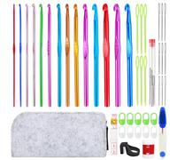 Bohoray 14 Pièces Aiguilles à Crochet Set, Ensemble Crochet Ergonomique, Crochet Tricot Avec Poignée pour Adultes Débutants, Débutants et Professionnels, Tissage Artisanal