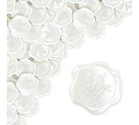 Bohoray 50 Pièces Sceau de Cire Autocollants Blanc Nacré, Cachet de Cire Autocollant, Romarin Autocollants Vintage, Cire a Cacheter Auto-Adhésifs pour Mariage, Enveloppes, Emballages Cadeaux Bricolage