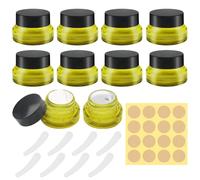 Bohoray 8PCS Creme Behälter avec Couvercle 15ml, Petit Pots Vide Cosmétiques avec Spatule et Étiquette, Petits Pots en Verre Clair de Voyage pour Lotion, Crème, Spécimens