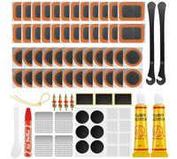 Bohoray Kit de Réparation Pneus de VéLo, 105 Pièces Rustine Velo avec 14 de sans Colle Rustine, kit Crevaison Velo pour Motos BMX Les vélos de Route et de Montagne et Caoutchouc Gonflable