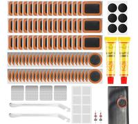 Bohoray Kit de Réparation Pneus de VéLo, 120 Pièces Rustine Velo avec 14 de sans Colle Rustine, kit Crevaison Velo pour Motos BMX Les vélos de Route et de Montagne et Caoutchouc Gonflable