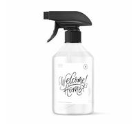 BOHORIA Spray d'ambiance 500 ml - Cadeau avec inscription « Die Welt ist schön, weil du mit drauf bist. Happy Birthday ! » - Spray de parfum d'ambiance - Parfum de linge frais (Welcome Home, 500 ml)