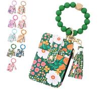 Bohos Style Beaded Tassel Keychain Wallet, Women's Bohos Beaded Wallet with Flower Pattern, Lightweight Wristlet for Women Travel and Everyday Use (G)