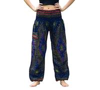 Bohotusk Pantalon sarouel bohème smocké taille élastique style hippie bohème - Pantalon de festival hippie pour enfants - Don fait au sanctuaire des éléphants, Blue Moonshine, 9 ans
