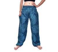 Bohotusk Pantalon sarouel bohème smocké taille élastique style hippie bohème pour enfants, Blue Night Glow, 9-12 ans