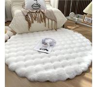BohrenCL Tapis rond, lavable, antidérapant et moelleux, pour salon, chambre d'enfant, chambre à coucher, descente de lit, blanc, 160 cm