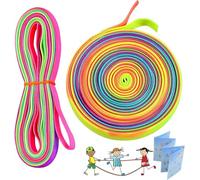 Bohrma Gummitwist Lot de 2 élastiques rebondissants pour enfants - 4 m de long et 1 cm de large - Jouet d'intérieur et d'extérieur - Jeux de jardin pour enfants - Ruban arc-en-ciel - Cadeau pour