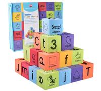 BOHS Blocs d'apprentissage en Mousse - Alphabets, Chiffres, Formes, Mots à Vue - Silencieux, sûrs et flottent sur Les Jouets de Baignoire d'eau, 30 pièces