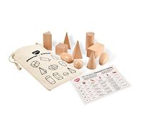 BOHS Ensemble de Formes géométriques Solides 3D en Bois - Lot de 10 pièces - Jouet éducatif Tactile pour l’Apprentissage de la géométrie - 3 Ans et Plus