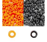 Bohue Lot de 300 perles poney en plastique tressé pour Halloween, perles noires et oranges pour travaux manuels, fabrication de bijoux
