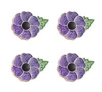 Bohue Lot de 4 badges coquelicots violets et épingles pour homme et femme
