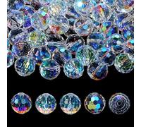 BOHUIZ Lot de 100 grandes perles en verre à enfiler pour bracelets, perles à facettes, perles de verre en cristal multicolores avec trou pour colliers, bracelets, boucles d'oreilles, bricolage