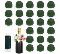 BOHUIZ Lot de 24 mini supports ronds en mousse florale verte avec 1 rouleau de fil floral vert pour table de mariage, décoration de bouteille de vin, arrangements de bricolage