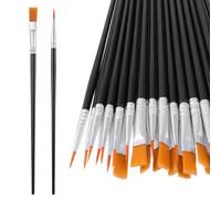 BOHUIZ Lot de 30 pinceaux de peinture acrylique - Pinceaux fins - Pinceaux plats - Pinceaux en nylon - Pour peinture à l'huile, peinture acrylique, gouache