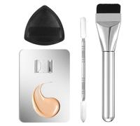 BOHUIZ Lot de 4 palettes de mélange de fond de teint, avec spatule, plateau de palette, houppette à poudre, accessoires de maquillage pour femme et fille