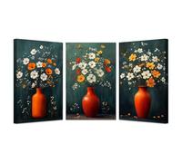 BOHUO 3 Pcs Tableau décoratif nature Impression sur toile colorée Élégant Impression sur Toile Art mural pour Salon Salle de bain Bureau Décoration Murale(Orange 35)-30x40cmx3 Encadrée