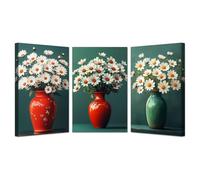 BOHUO 3 Pcs Tableau Decoration Murale Salon Moderne Grand Impression sur Toile Élégant Affiche Décoration Murale Fleurs Moderne Minimaliste pour Salon Chambre(Orange 11)-30x40cmx3 Encadrée