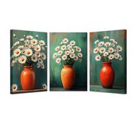BOHUO 3 PièCes Art Mural Botanique Boho sur Toile Élégant Paysage naturel-Impression panoramique moderne-Pour chambre à coucher(Orange 17)-40x60cmx3 Encadrée