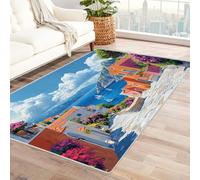 BOHUO 3D Tapis Pile Courte Home océan Rug Paysage de Bord de mer pour Salon, Chambre à Coucher, Salle à Manger Carpet(Vert 14)-90x150cm