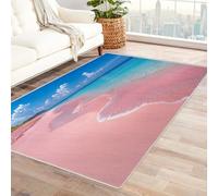 BOHUO 3D Tapis Salon Poils Courts océan Rug Bord de mer Abstrait Doux Lavables Antidérapant Chambre Decoration Moquette pour Salle à Manger Porche Carpet(Rose 11)-60x90cm