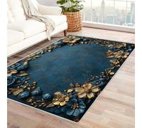 BOHUO 3D Vintage Tapis Salon Grand Fleur D'océan pour Manger Salon, Doux et Confortable Antidérapant Facile à Entretenir Lavable(Bleu 14)-210x270cm