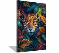 BOHUO Animal Impression sur Toile Decoration Murale Peinture Léopard Tableau Decoration Murale de Salon Salle de Bain Maison Décorations(Jaune 97)-70x100cm Encadrée