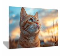 BOHUO Animal Impression sur Toile Decoration Murale Peinture Mignon Paysage naturel Tableau décoration moderne imprimé sur toile pour Chambre Cuisine Bar(Orange 20)-60x80cm Encadrée