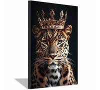 BOHUO Animal Impression sur Toile Tableau Decoration Murale Chambre Léopard fleuri Tableaux Decoration Murale Moderne - Salon Salle Panorama(Brun 93)-20x30cm Encadrée