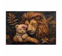 BOHUO Animal Tableau sur toile Décoration Murale Art Lion vintage Tableau Affiche Murale ImpriméS Pour Salle Bain Chambre Coucher(Orange 33)-60x80cm Sans cadre