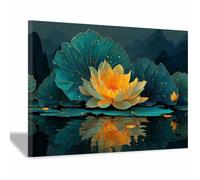 BOHUO Art Mural Botanique Boho sur Toile Ère Décoration de Chambre Salle De Bain Bureau Maison Décorations(Jaune 28)-50x70cm Encadrée
