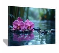 BOHUO Art Mural Fleuri Vintage sur Toile Ère Paysage naturel Tableau décoration moderne imprimé sur toile pour Chambre Cuisine Bar(Violet 16)-50x70cm Encadrée
