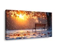 BOHUO Art Tableau Decoration Murale Hiver Coucher de soleil Tableau Affiche Murale ImpriméS Pour Salle Bain Chambre Coucher(Orange 27)-60x120cm Encadrée