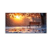 BOHUO Art Tableau Decoration Murale Hiver Coucher de soleil Tableau Affiche Murale ImpriméS Pour Salle Bain Chambre Coucher(Orange 27)-40x80cm Sans cadre