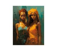 BOHUO Femme Noire Sur Toile DéCo Murale Tableau Sœurs Noires Paysage naturel Tableau décoration moderne imprimé sur toile pour Chambre Cuisine Bar(Jaune 15)-60x80cm Sans cadre