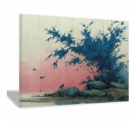 BOHUO Fleur Botanique Impression sur Toile Ère Paysage naturel Tableau décoration moderne imprimé sur toile pour Chambre Cuisine Bar(Bleu 30)-60x80cm Encadrée