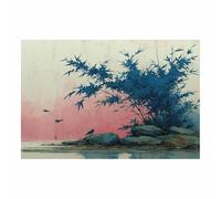 BOHUO Fleur Botanique Impression sur Toile Ère Paysage naturel Tableau décoration moderne imprimé sur toile pour Chambre Cuisine Bar(Bleu 30)-60x80cm Sans cadre