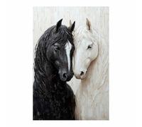 BOHUO Impression Sur Toile Animal,Tableau Decoration Murale Cheval Affiche Décoration Murale Fleurs Moderne Minimaliste pour Salon Chambre(Or 83)-70x100cm Sans cadre