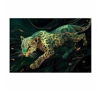 BOHUO Impression sur Toile Animal,Tableau Decoration Murale, Léopard cool Paysage naturel-Impression panoramique moderne-Pour chambre à coucher(Or 3)-70x100cm Sans cadre