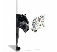 BOHUO Impression Sur Toile Animal,Tableau Decoration Murale Léopard mignon Tableaux mural toilettes décoration de salle de bain(Noir 50)-40x60cm Encadrée