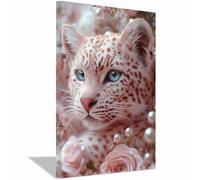 BOHUO Impression Sur Toile Animal,Tableau Decoration Murale Léopard Moderne Tableau Peintures Murale Pour Salon Chambre Decoration(Blanc 72)-70x100cm Encadrée