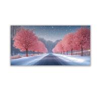 BOHUO Impression Sur Toile Hiver Paysage enneigé Peinture Florale Abstraite Vintage Decoration Murale Salon Maison Deco Chambre(Rose 71)-80x160cm Sans cadre