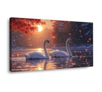 BOHUO Impression Sur Toile XXL Tableaux Hiver Forêt Coucher de soleil Tableau Affiche Murale ImpriméS Pour Salle Bain Chambre Coucher(Orange 60)-30x60cm Encadrée